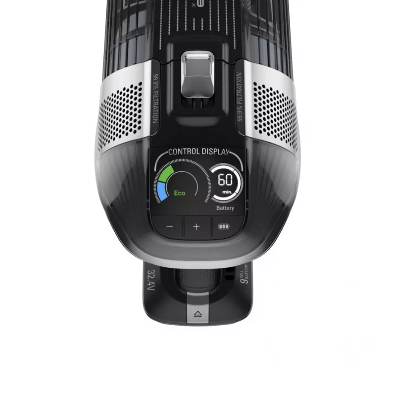 Rowenta X-Force RH9958 belaidis 2-in-1 šluotinis dulkių siurblys, HEPA filtras, 0,9 L, juodai pilkas