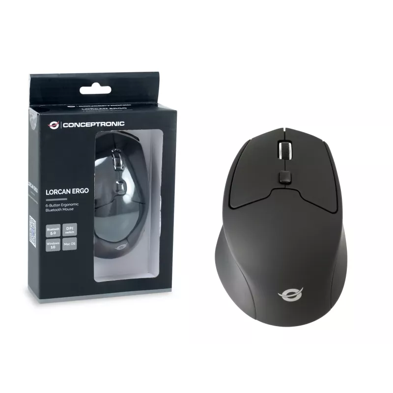 Conceptronic LORCAN02B ergonominė pelė biurui, dešinei rankai, Bluetooth, optinė, 1600 DPI