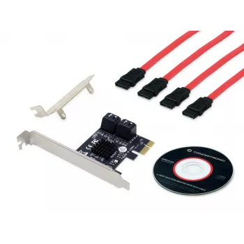 Conceptronic EMRICK 4 prievadų SATA PCIe adapteris su SATA kabeliais