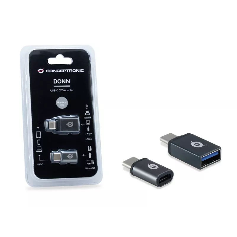 Conceptronic DONN04G USB-C į USB A/MicroB OTG adapterių rinkinys 2 vnt., 10Gbps (C-A), 480Mbps (C-MicroUSB)