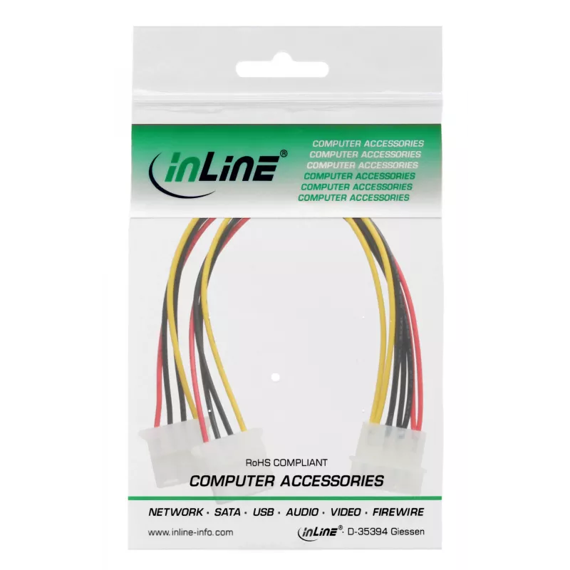 InLine vidinis maitinimo Y laidas 1x 5.25 colio Molex / 2x 5.25 colio Molex 0,20 m