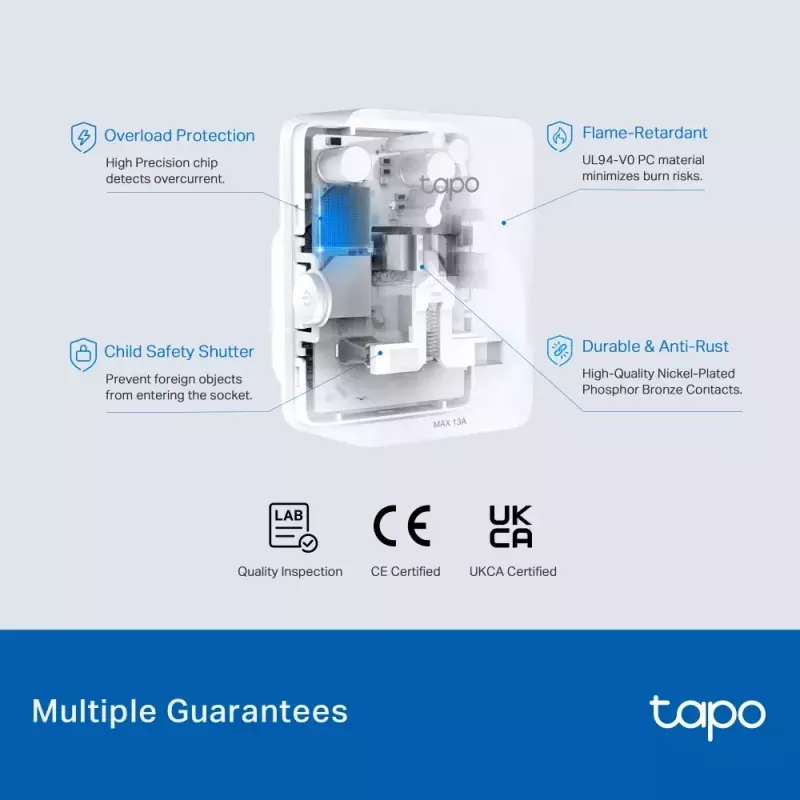 Išmanusis kištukas TP‑Link Tapo Mini P110M – Wi‑Fi/Bluetooth vidinis kištukas, 16 A, 100–240 V, 3680 W, baltas