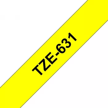 Juosta etikečių Brother TZe-631 (TZe) 12 mm x 8 m, juoda ant geltonos