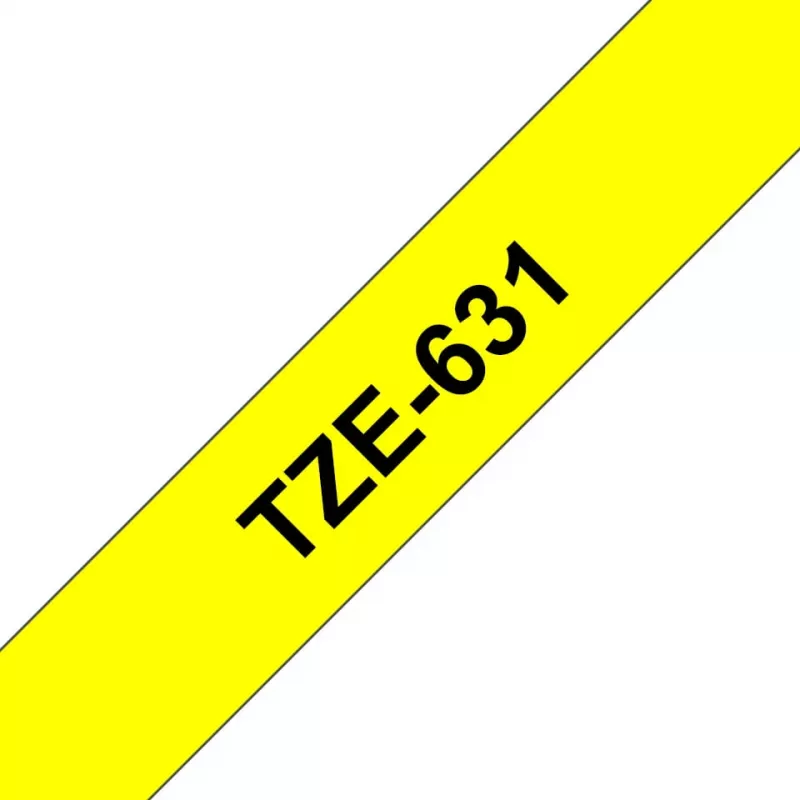 Juosta etikečių Brother TZe-631 (TZe) 12 mm x 8 m, juoda ant geltonos