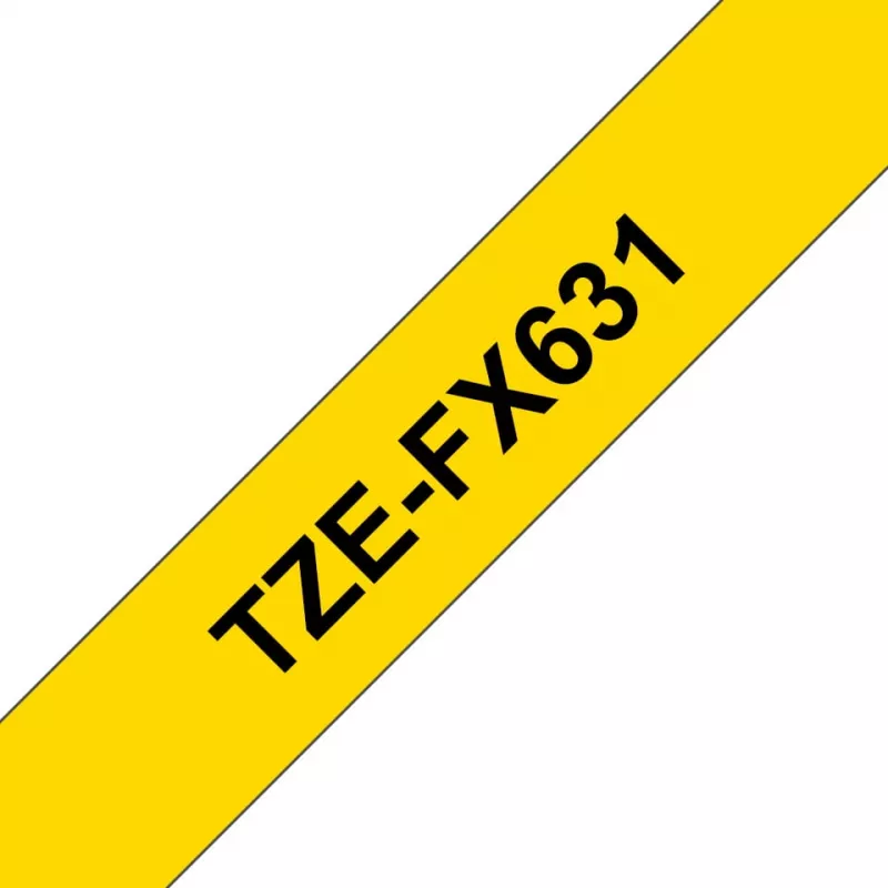 Juosta etikečių spausdinimui TZ Brother TZE-FX631, geltona, 1,2 cm x 8 m