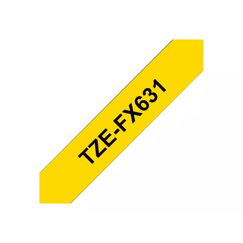 Juosta etikečių spausdinimui TZ Brother TZE-FX631, geltona, 1,2 cm x 8 m