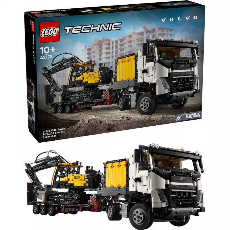 LEGO TECHNIC 42175 Volvo FMX sunkvežimis ir EC230 elektrinis ekskavatorius