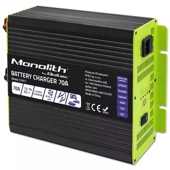 Įkroviklis QOLTEC 51917 LiFePO4/AGM/GEL/SLA akumuliatoriams, 70 A išėjimas