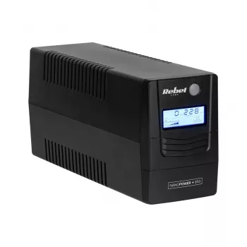 Rebel Nanopower Plus 850 UPS | Nepertraukiamo maitinimo šaltinis | Off-line | Sinusoida | 850VA | 480W | LCD | USB