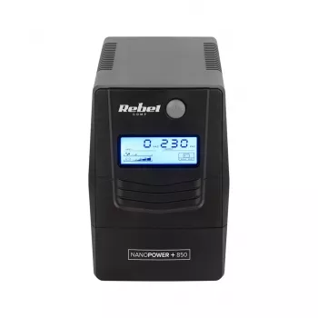 Rebel Nanopower Plus 850 UPS | Nepertraukiamo maitinimo šaltinis | Off-line | Sinusoida | 850VA | 480W | LCD | USB