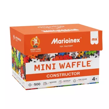 Marioinex Mini Waffle Konstruktor 500 – 500 vnt. statybinių blokelių, skalbiami mašinoje, įvairiaspalviai
