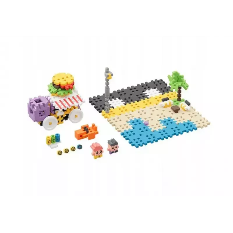 Konstrukcinis rinkinys Marioinex Blocks Waffle mini Food Truck 904244 spalvotas statybos rinkinys