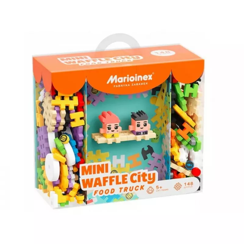 Konstrukcinis rinkinys Marioinex Blocks Waffle mini Food Truck 904244 spalvotas statybos rinkinys