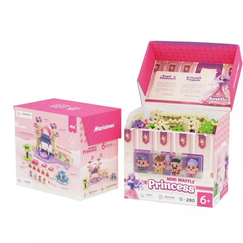Konstrukcinis rinkinys Marioinex Waffle Mini Blocks Princess – 280 dalių, įvairiaspalvis, dėžutė, nuo 6 metų