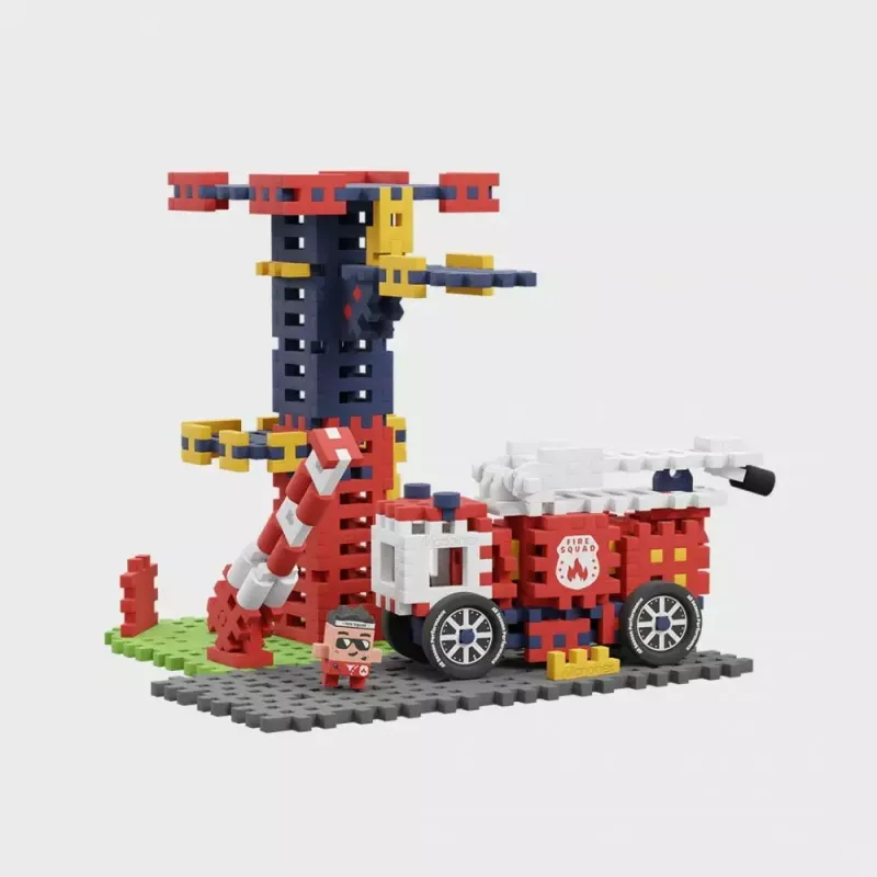 Konstrukcinis rinkinys Marioinex Waffle Blocks Gaisrinė 280 dalių, modelis 906279