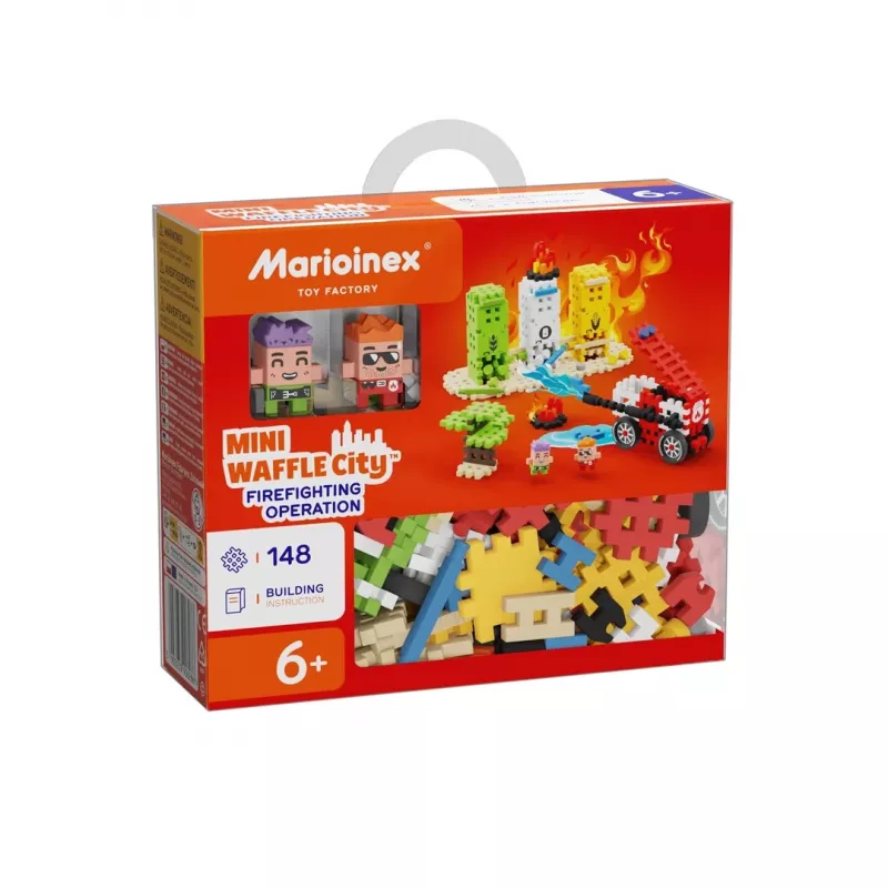Konstrukcinis rinkinys Marioinex Waffle mini gaisrinės operacija, 148 dalių, įvairiaspalvis, nuo 6 metų