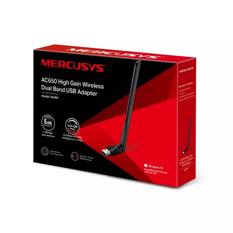 Mercusys AC650 belaidis USB adapteris su didele antena