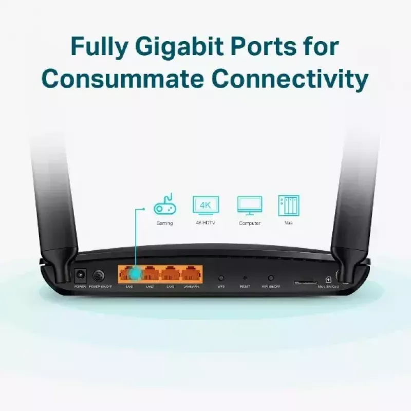 TP-LINK Archer MR600 4G+ LTE maršrutizatorius, Cat6, AC1200, dviejų juostų, Gigabit
