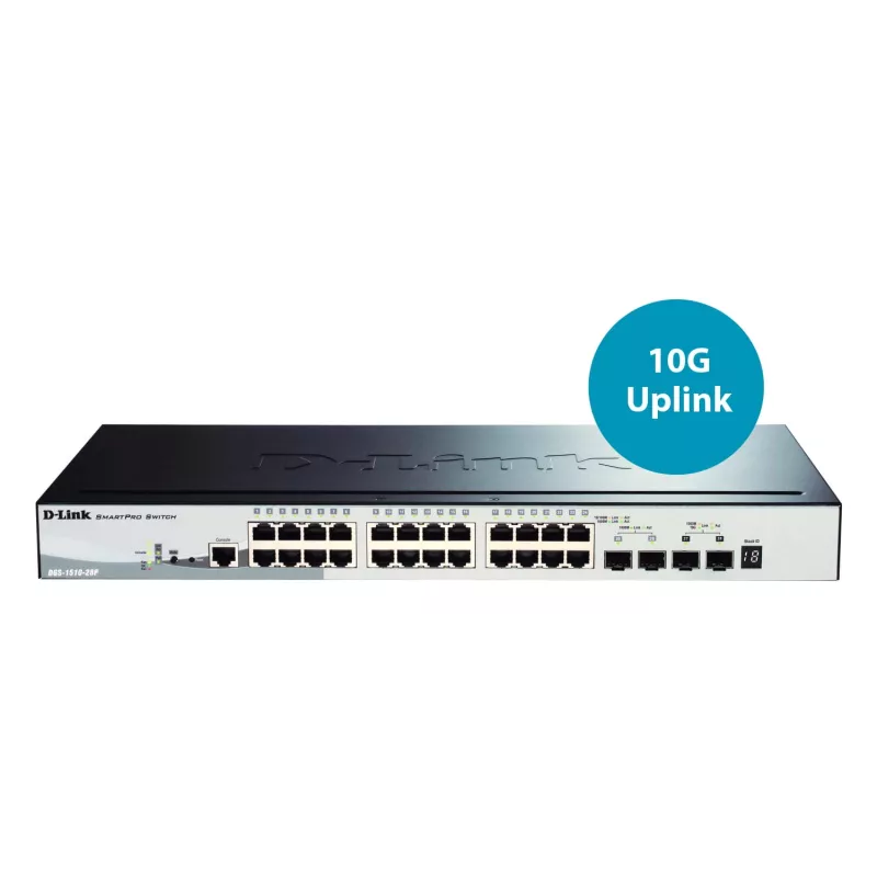 D-Link DGS-1510-28P valdomas PoE+ jungiklis su 24 GE PoE ir 4 SFP prievadais