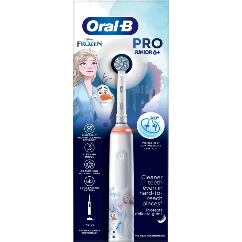 Oral-B Frozen Pro Series 3 elektrinis dantų šepetėlis vaikams, įkraunamas, 3 režimai, baltas