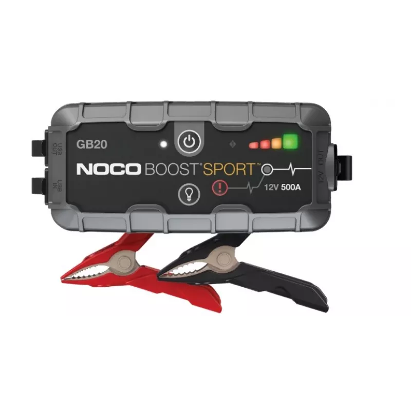 Užvedimo starteris NOCO GB20 500A ličio jonų, 24Wh, IP65, 1x USB 5V/2,1A, įmontuotas žibintuvėlis, benzininiams varikliams iki 4L