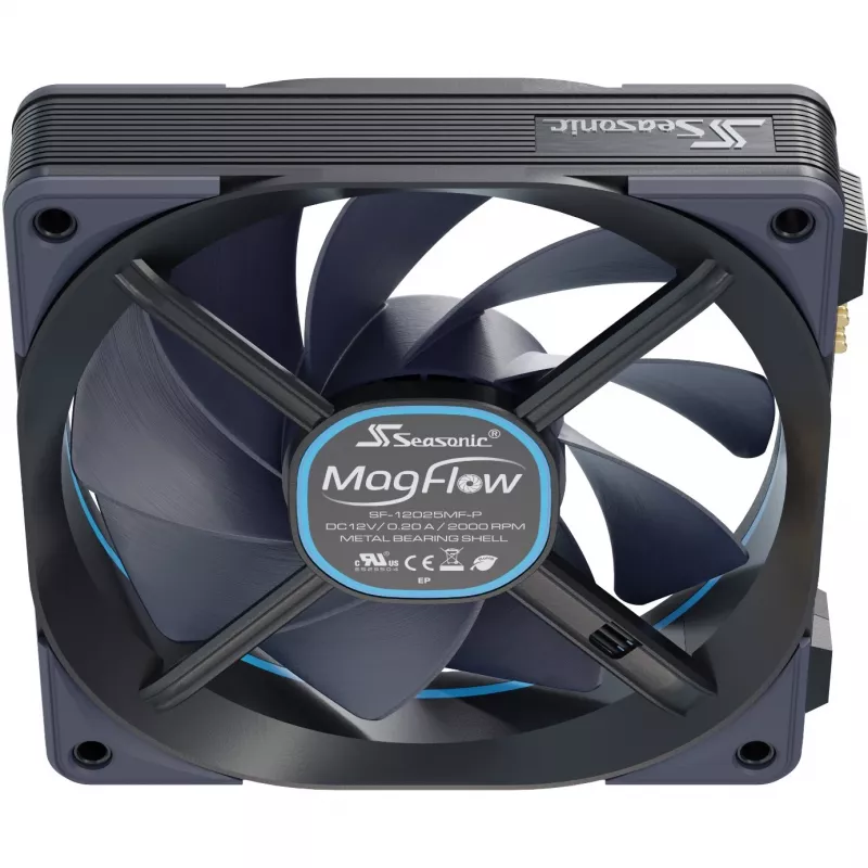 Seasonic MagFlow 1225 PWM 1 ventiliatoriaus rinkinys 120x124x27 mm / FDB guolis / 63,33 CFM / 33,78 dBa / 2200 RPM / Magnetiniai kabeliai