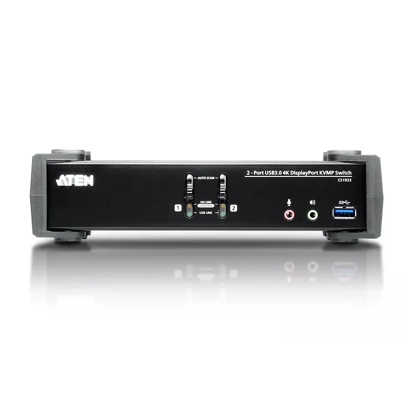 ATEN 2 prievadų USB 3.1 Gen 1 4K DisplayPort 1.2 KVMP™ jungiklis su garsu (KVM kabeliai įtraukti)