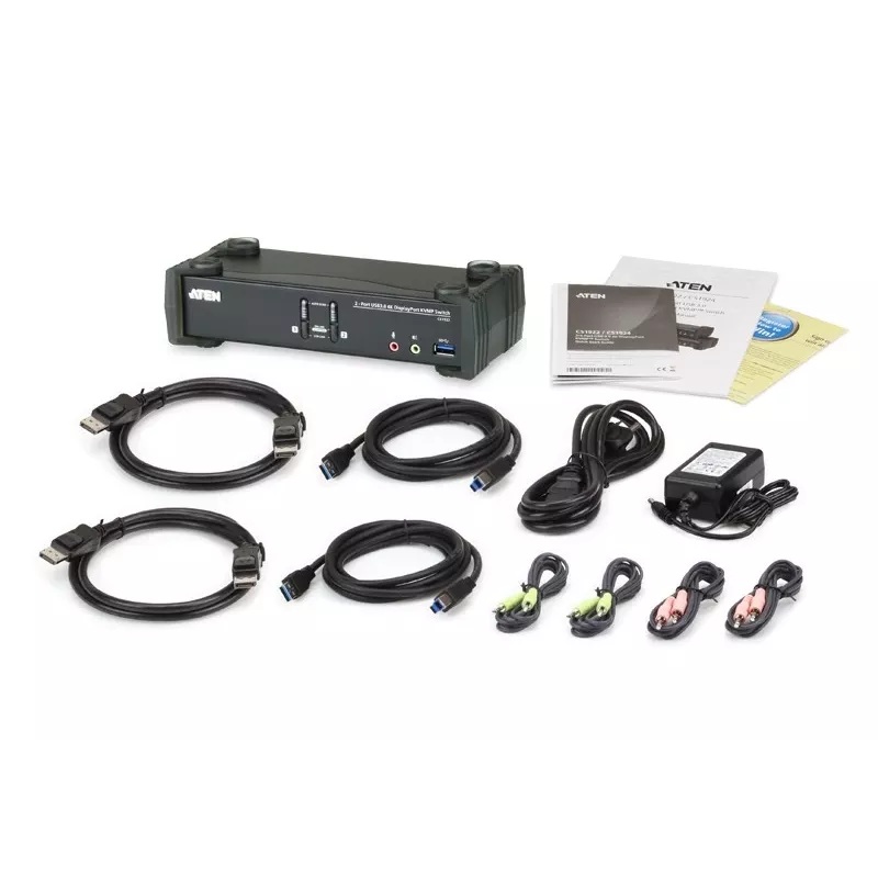 ATEN 2 prievadų USB 3.1 Gen 1 4K DisplayPort 1.2 KVMP™ jungiklis su garsu (KVM kabeliai įtraukti)