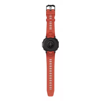 Išmanusis laikrodis Amazfit T-Rex 3 Lava – 1,5 col. AMOLED, 480×480, GPS, 700 mAh, 32 GB, nerūdijančio plieno korpusas, silikoninis dirželis