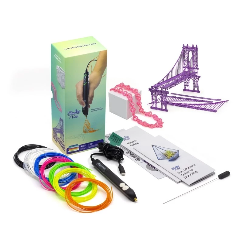 3Doodler FLOW 20 PLA 20 spalvų papildymo pakuotė (juoda, mėlyna, tamsiai žalia, tamsiai rožinė, auksinė, žalia, alyvinė, tamsiai mėlyna, oranžinė, rožinė, permatoma, balta, geltona)