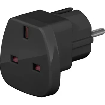 Wentronic Goobay kelioninis adapteris, juodas – UK kištukas į F tipo lizdą (CEE 7/7) (94271)