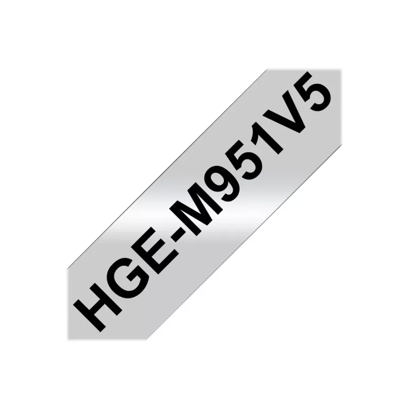 Brother HGE-M951V5 etikečių juosta, juoda ant matinio sidabro, 2,4 cm x 8 m, 5 vnt. pakuotė