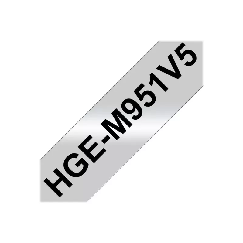 Brother HGE-M951V5 etikečių juosta, juoda ant matinio sidabro, 2,4 cm x 8 m, 5 vnt. pakuotė