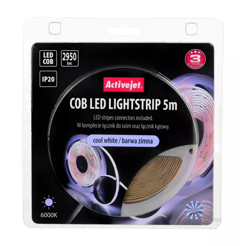 Activejet AJE-COB 5m COB LED juostinis šviestuvas, vidaus patalpoms
