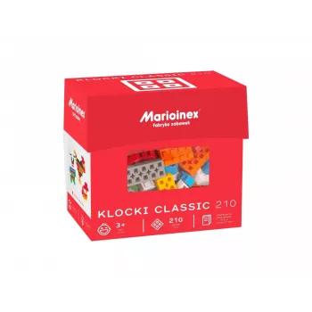 Konstrukcijų blokelių rinkinys Marioinex Blocks Classic 210 vnt., suderinami tarpusavyje jungiami blokeliai, įvairių spalvų