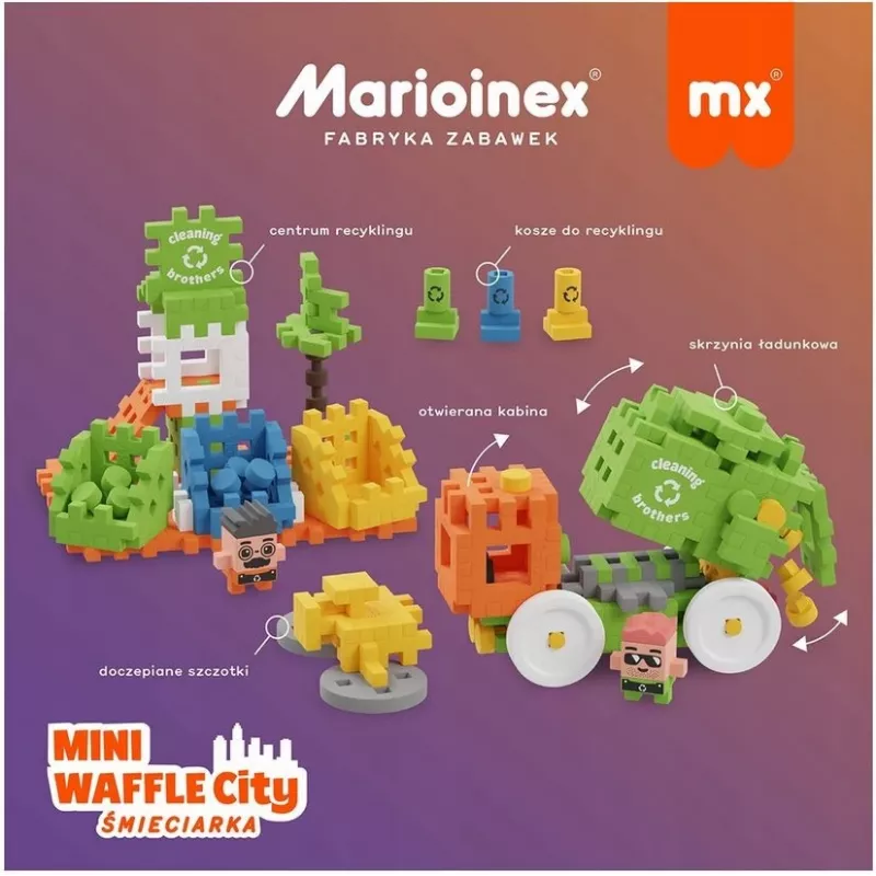 Konstrukciniai blokeliai Marioinex Blocks Waffle mini Šiukšliavežis 14 dalių 903131