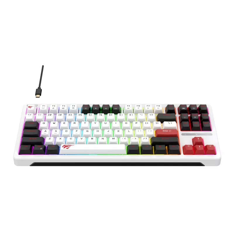 Žaidimų klaviatūra Havit KB902L 80% laidinė USB QWERTY 88 klavišų RGB LED