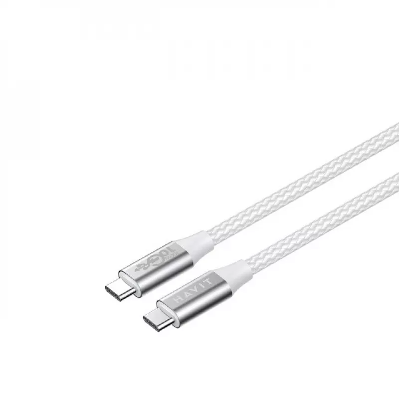 Havit CB6290 USB-C į USB-C laidas 1 m 10 Gbit/s Pilka Balta