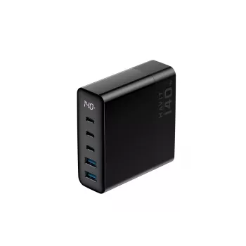 HAVIT Travel Charger UCLE004 EU 140W penkių prievadų GaN įkroviklis juodas
