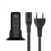 HAVIT Travel Charger UCLE004 EU 140W penkių prievadų GaN įkroviklis juodas