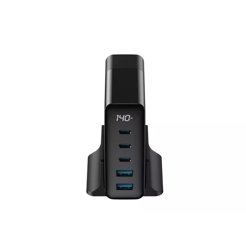 HAVIT Travel Charger UCLE004 EU 140W penkių prievadų GaN įkroviklis juodas