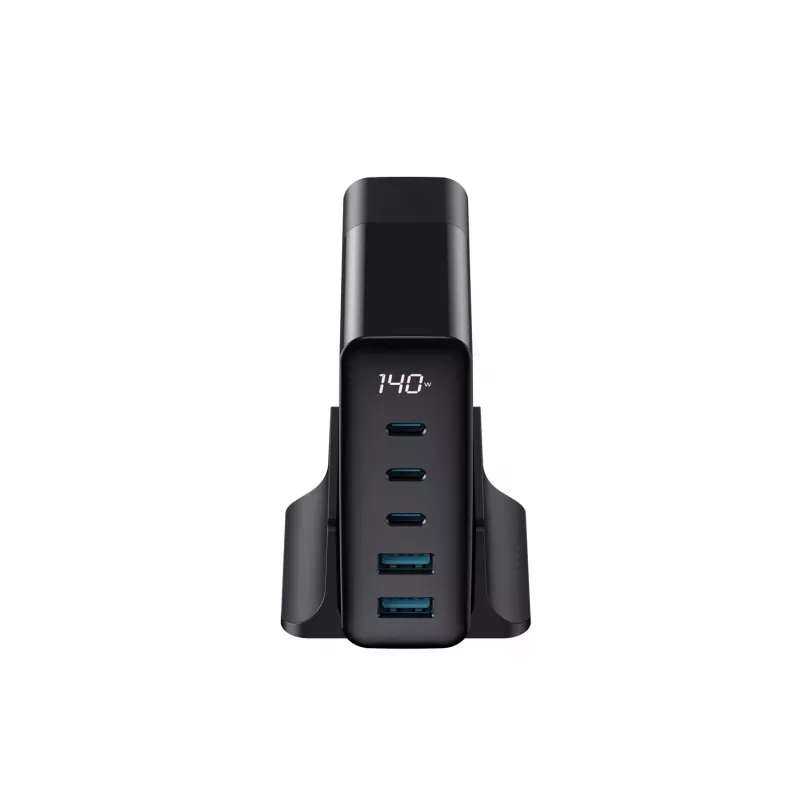 HAVIT Travel Charger UCLE004 EU 140W penkių prievadų GaN įkroviklis juodas