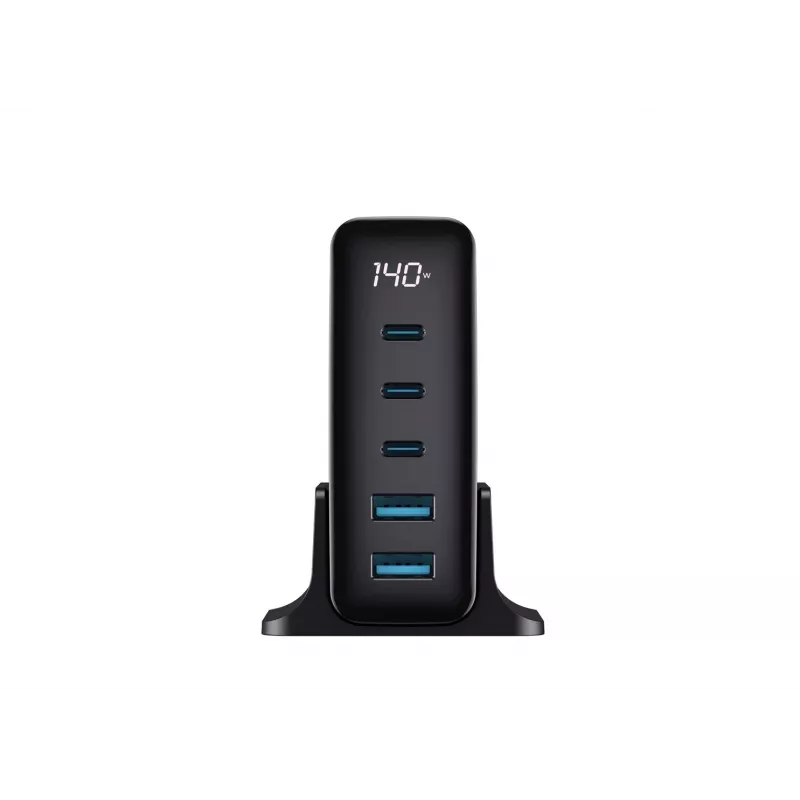 HAVIT Travel Charger UCLE004 EU 140W penkių prievadų GaN įkroviklis juodas