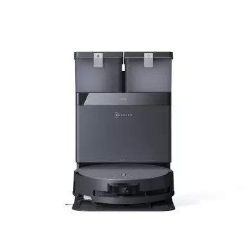 Robotinis dulkių siurblys Ecovacs Deebot X8 Omni — juodas, 5200 mAh baterija, 128 min veikimo laikas, dulkių maišelis 0,22 l, šlapias valymas, automatinė bazinė stotelė