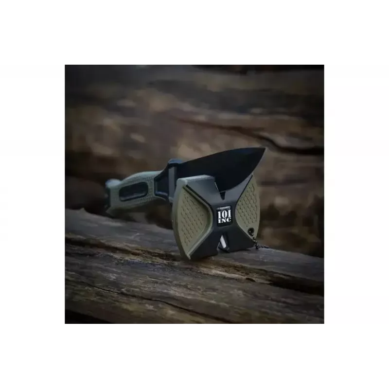 Taktinis peilis 101 INC Model 9242 fiksuotu ašmeniu, nerūdijantis plienas 3Cr13, 120 mm ašmenys, žalia rankena, makštys