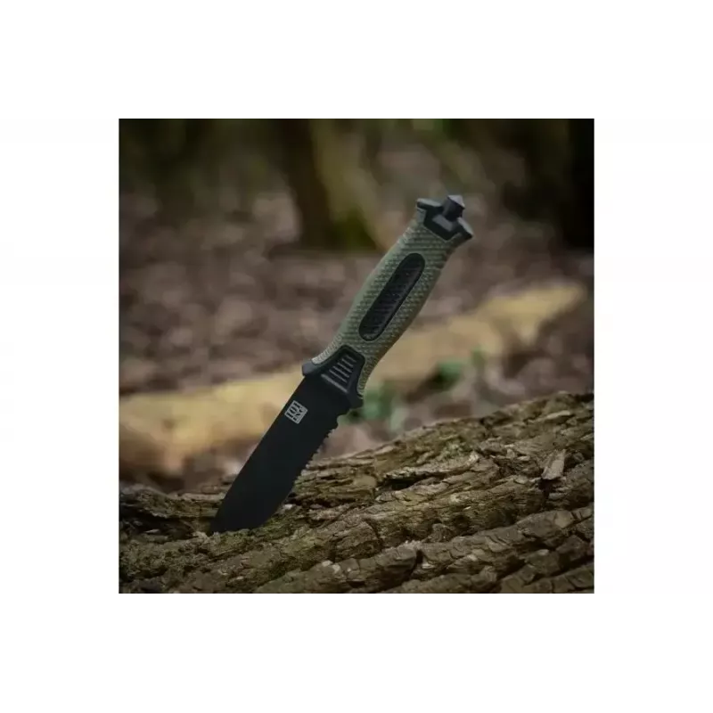Taktinis peilis 101 INC Model 9242 fiksuotu ašmeniu, nerūdijantis plienas 3Cr13, 120 mm ašmenys, žalia rankena, makštys