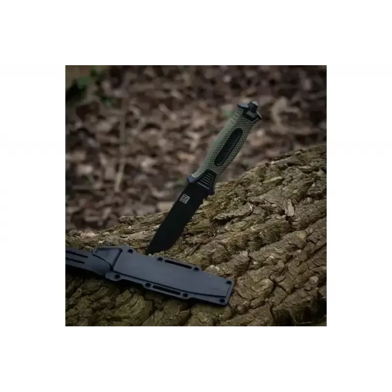 Taktinis peilis 101 INC Model 9242 fiksuotu ašmeniu, nerūdijantis plienas 3Cr13, 120 mm ašmenys, žalia rankena, makštys