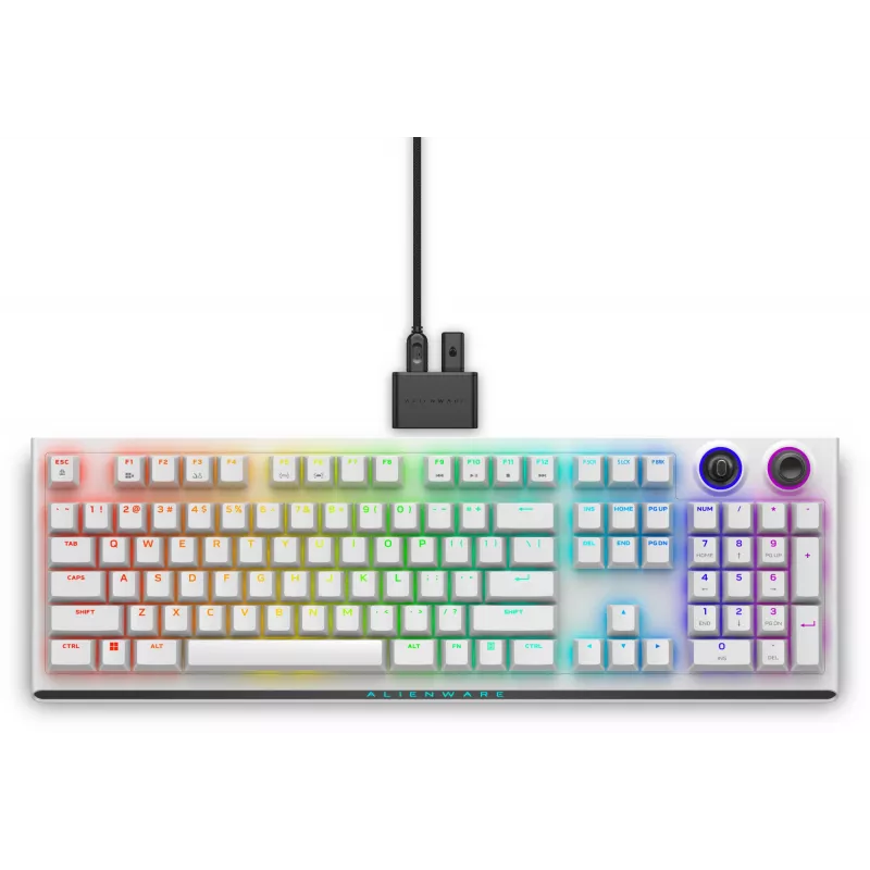 Dell Alienware Tri-Mode AW920K belaidė žaidimų klaviatūra, Lunar Light, US išdėstymas, CHERRY MX Red