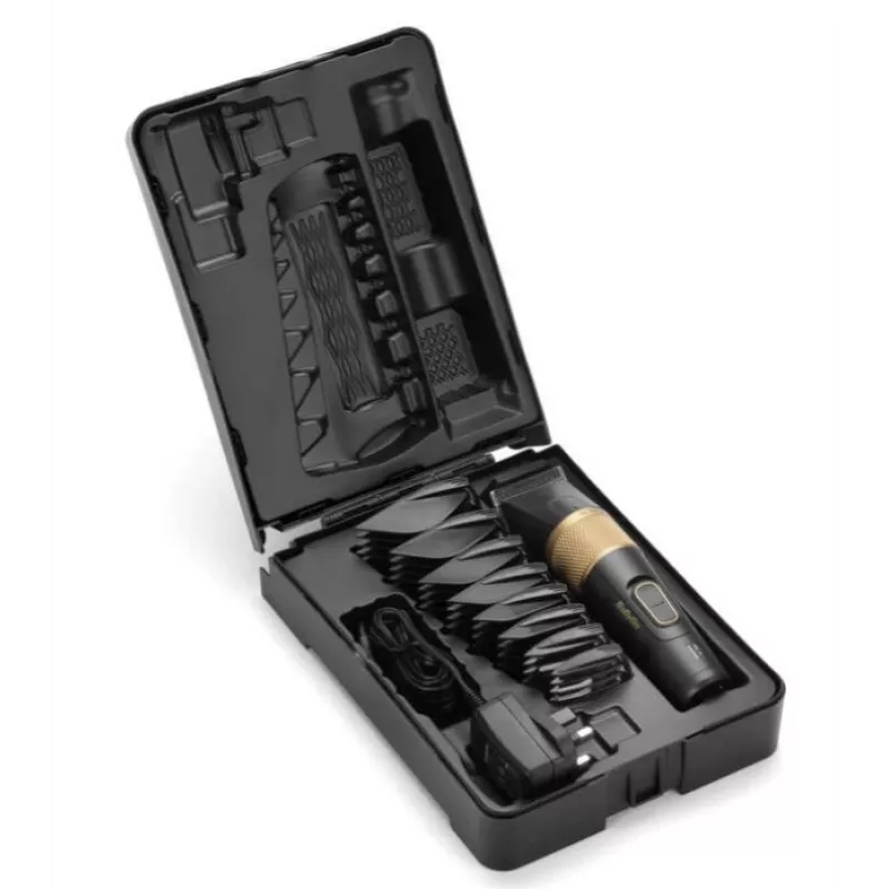 Plaukų kirpimo mašinėlė BaByliss E987E Gold Granite – įkraunama Li-Ion, 8 ilgio pakopos, 0,6 mm–28 mm, vandeniui atspari