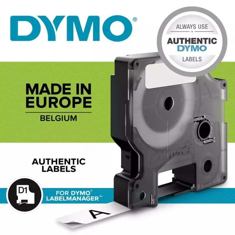 DYMO D1 Durable juosta - juoda ant baltos - 12mm